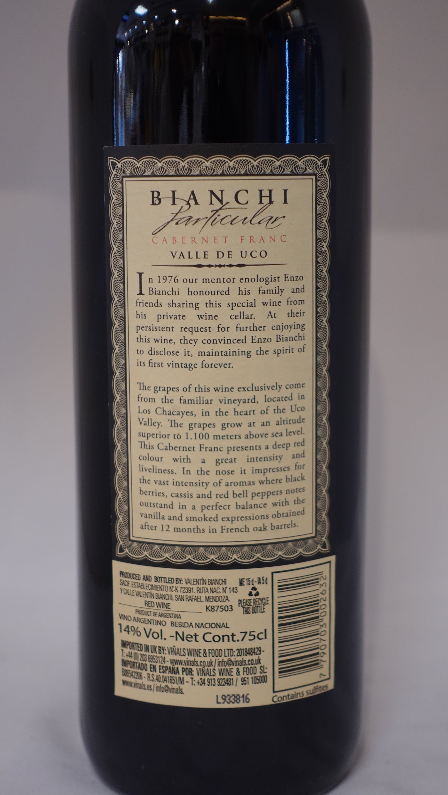 Bianchi Particular Cabernet Franc Valle de Uco 2016